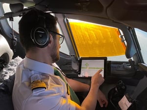 Pilot using SkyBreathe OnBoard in-cockpit